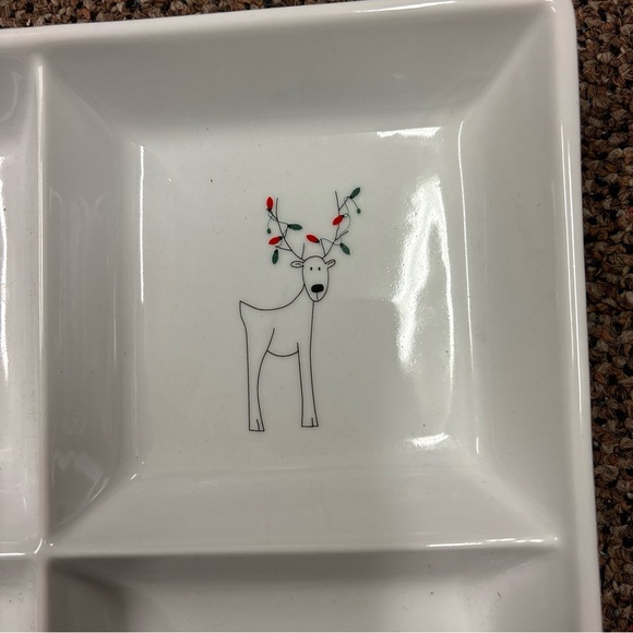 Christmas Holiday Reindeer 4 Section Plate Dish by BIA Cordon Bleu White - Picture 4 of 7